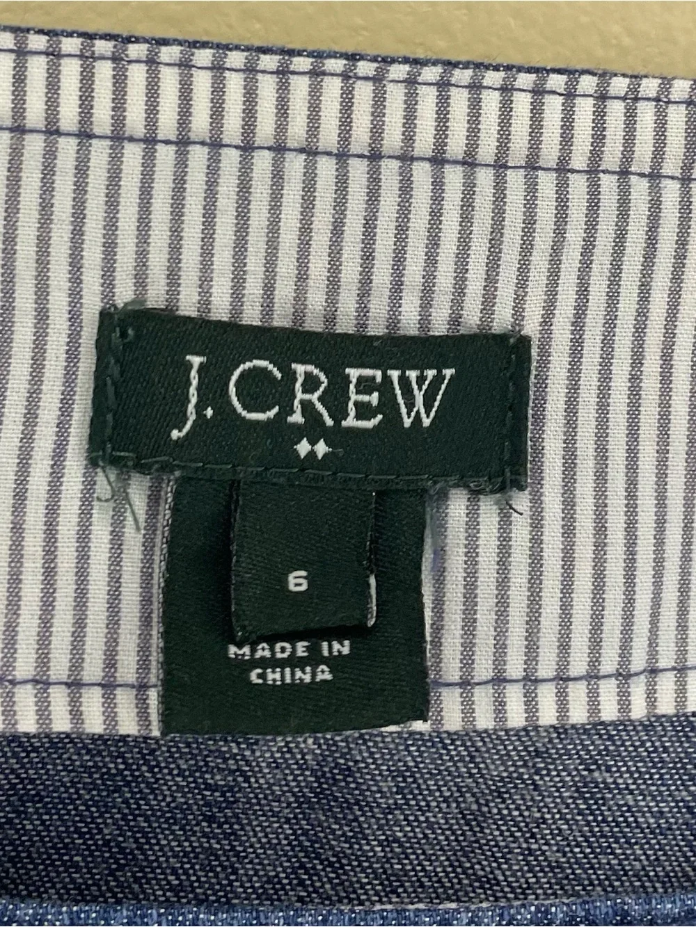 J.Crew Denim Chambray Boatneck Top Blouse 3/4 Sleeve Size 6
